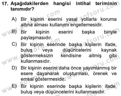 Sürdürülebilir Grafik Tasarım Dersi 2023 - 2024 Yılı Yaz Okulu Sınav Soruları 17. Soru