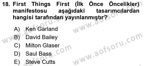 Sürdürülebilir Grafik Tasarım Dersi 2023 - 2024 Yılı Yaz Okulu Sınav Soruları 18. Soru