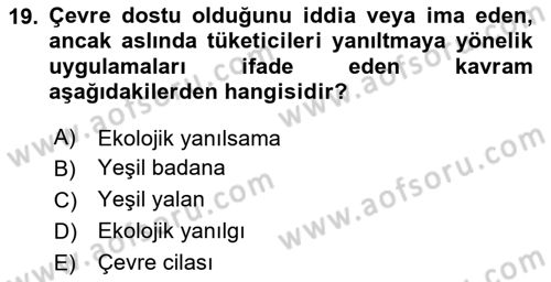 Sürdürülebilir Grafik Tasarım Dersi 2023 - 2024 Yılı Yaz Okulu Sınav Soruları 19. Soru