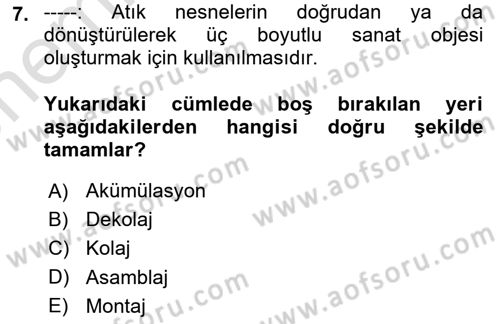Sürdürülebilir Grafik Tasarım Dersi 2024 - 2025 Yılı (Vize) Ara Sınav Soruları 7. Soru