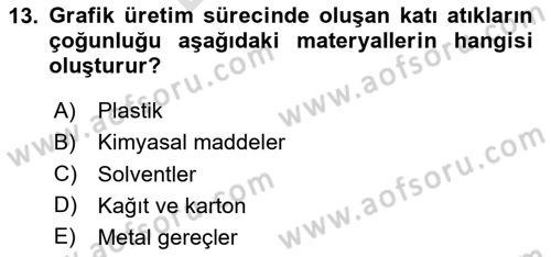 Sürdürülebilir Grafik Tasarım Dersi 2024 - 2025 Yılı (Final) Dönem Sonu Sınav Soruları 13. Soru
