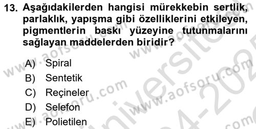 Sürdürülebilir Grafik Tasarım Dersi 2024 - 2025 Yılı Yaz Okulu Sınav Soruları 13. Soru