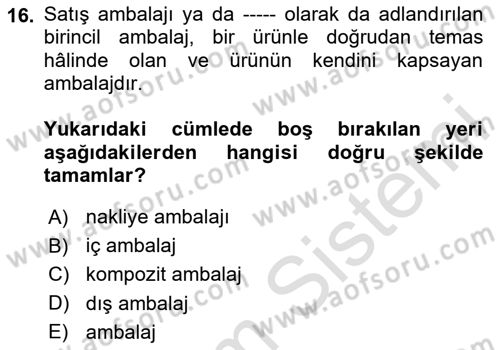 Sürdürülebilir Grafik Tasarım Dersi 2024 - 2025 Yılı Yaz Okulu Sınav Soruları 16. Soru