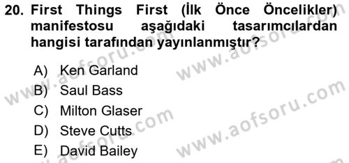 Sürdürülebilir Grafik Tasarım Dersi 2024 - 2025 Yılı Yaz Okulu Sınav Soruları 20. Soru