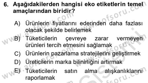 Sürdürülebilir Grafik Tasarım Dersi 2024 - 2025 Yılı Yaz Okulu Sınav Soruları 6. Soru
