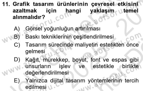 Sürdürülebilir Grafik Tasarım Dersi 2025 - 2026 Yılı (Vize) Ara Sınav Soruları 11. Soru