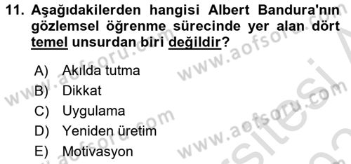 Eğitici İçerik Tasarımı Dersi 2023 - 2024 Yılı (Vize) Ara Sınav Soruları 11. Soru