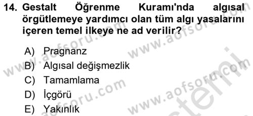 Eğitici İçerik Tasarımı Dersi 2023 - 2024 Yılı (Vize) Ara Sınav Soruları 14. Soru