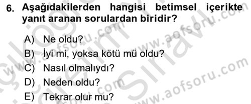 Eğitici İçerik Tasarımı Dersi 2023 - 2024 Yılı (Vize) Ara Sınav Soruları 6. Soru