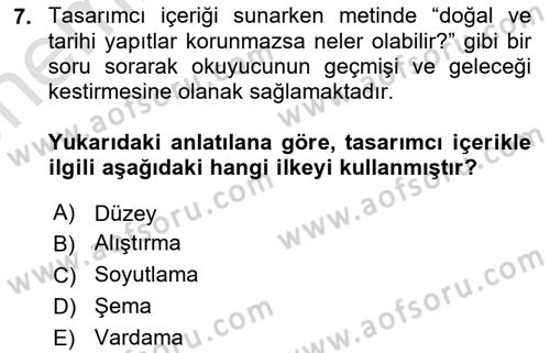 Eğitici İçerik Tasarımı Dersi 2023 - 2024 Yılı (Vize) Ara Sınav Soruları 7. Soru