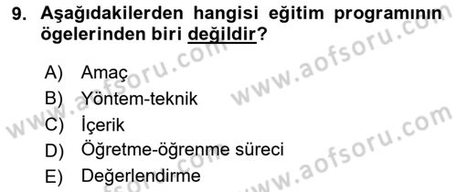 Eğitici İçerik Tasarımı Dersi 2023 - 2024 Yılı (Vize) Ara Sınav Soruları 9. Soru