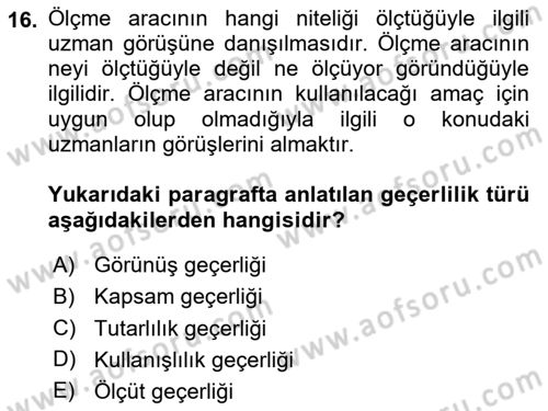 Eğitici İçerik Tasarımı Dersi 2023 - 2024 Yılı (Final) Dönem Sonu Sınav Soruları 16. Soru