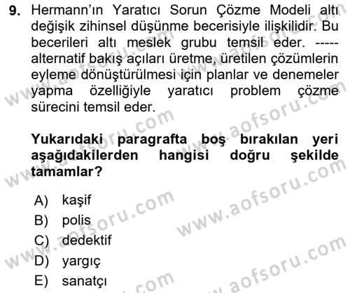 Eğitici İçerik Tasarımı Dersi 2023 - 2024 Yılı (Final) Dönem Sonu Sınav Soruları 9. Soru