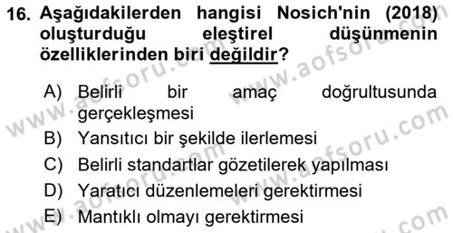 Eğitici İçerik Tasarımı Dersi 2023 - 2024 Yılı Yaz Okulu Sınav Soruları 16. Soru
