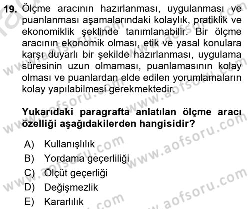 Eğitici İçerik Tasarımı Dersi 2023 - 2024 Yılı Yaz Okulu Sınav Soruları 19. Soru