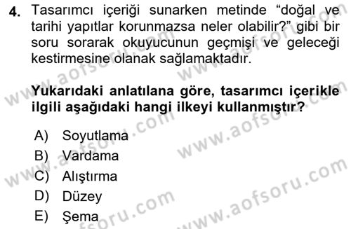 Eğitici İçerik Tasarımı Dersi 2023 - 2024 Yılı Yaz Okulu Sınav Soruları 4. Soru