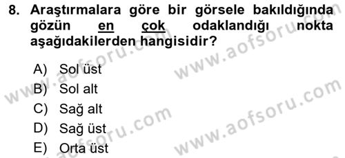 Eğitici İçerik Tasarımı Dersi 2023 - 2024 Yılı Yaz Okulu Sınav Soruları 8. Soru