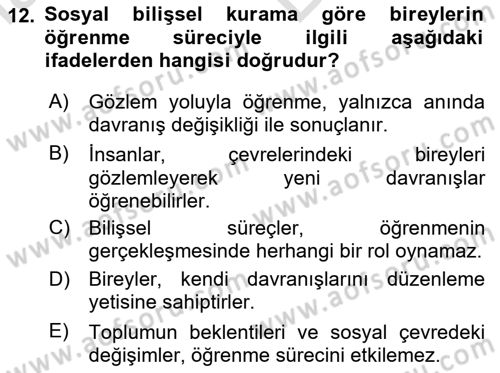 Eğitici İçerik Tasarımı Dersi 2024 - 2025 Yılı (Vize) Ara Sınav Soruları 12. Soru