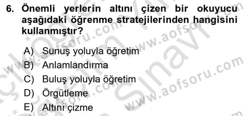 Eğitici İçerik Tasarımı Dersi 2024 - 2025 Yılı (Vize) Ara Sınav Soruları 6. Soru