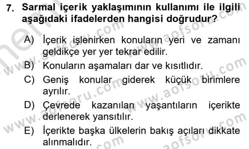 Eğitici İçerik Tasarımı Dersi 2024 - 2025 Yılı (Vize) Ara Sınav Soruları 7. Soru
