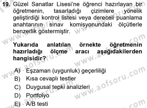 Eğitici İçerik Tasarımı Dersi 2024 - 2025 Yılı Yaz Okulu Sınav Soruları 19. Soru