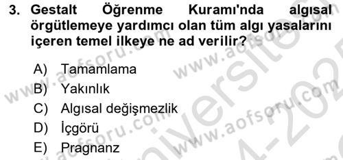 Eğitici İçerik Tasarımı Dersi 2024 - 2025 Yılı Yaz Okulu Sınav Soruları 3. Soru