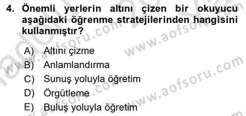 Eğitici İçerik Tasarımı Dersi 2024 - 2025 Yılı Yaz Okulu Sınav Soruları 4. Soru