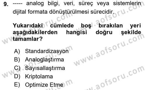 Eğitici İçerik Tasarımı Dersi 2024 - 2025 Yılı Yaz Okulu Sınav Soruları 9. Soru