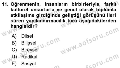 Eğitici İçerik Tasarımı Dersi 2025 - 2026 Yılı (Vize) Ara Sınav Soruları 11. Soru