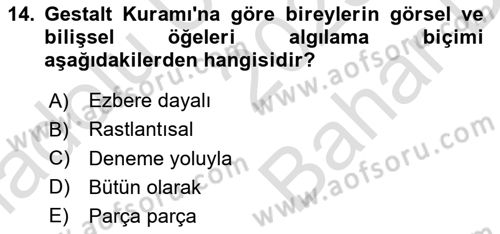 Eğitici İçerik Tasarımı Dersi 2025 - 2026 Yılı (Vize) Ara Sınav Soruları 14. Soru