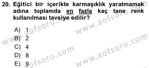 Eğitici İçerik Tasarımı Dersi 2025 - 2026 Yılı (Vize) Ara Sınav Soruları 20. Soru