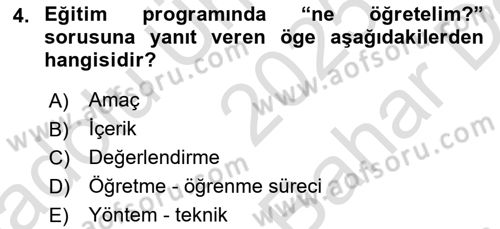 Eğitici İçerik Tasarımı Dersi 2025 - 2026 Yılı (Vize) Ara Sınav Soruları 4. Soru