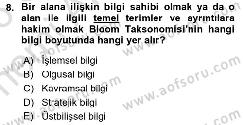 Eğitici İçerik Tasarımı Dersi 2025 - 2026 Yılı (Vize) Ara Sınav Soruları 8. Soru