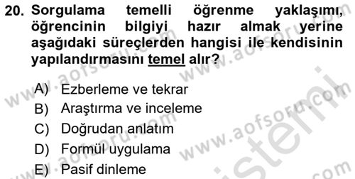 Eğitici İçerik Tasarımı Dersi 2025 - 2026 Yılı (Final) Dönem Sonu Sınav Soruları 20. Soru