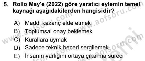 Eğitici İçerik Tasarımı Dersi 2025 - 2026 Yılı (Final) Dönem Sonu Sınav Soruları 5. Soru