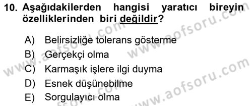 Eğitici İçerik Tasarımı Dersi 2025 - 2026 Yılı Yaz Okulu Sınav Soruları 10. Soru