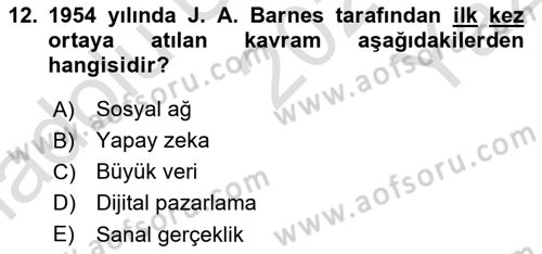 Eğitici İçerik Tasarımı Dersi 2025 - 2026 Yılı Yaz Okulu Sınav Soruları 12. Soru