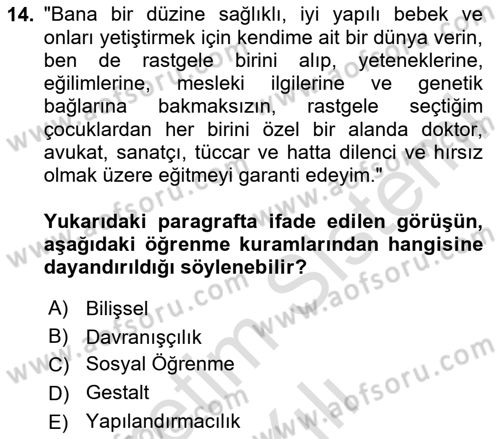 Eğitici İçerik Tasarımı Dersi 2025 - 2026 Yılı Yaz Okulu Sınav Soruları 14. Soru