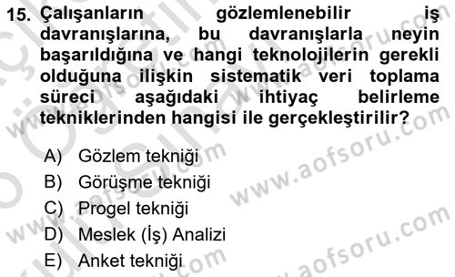 Eğitici İçerik Tasarımı Dersi 2025 - 2026 Yılı Yaz Okulu Sınav Soruları 15. Soru