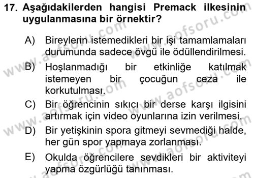 Eğitici İçerik Tasarımı Dersi 2025 - 2026 Yılı Yaz Okulu Sınav Soruları 17. Soru