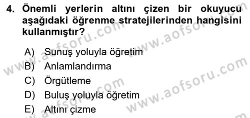 Eğitici İçerik Tasarımı Dersi 2025 - 2026 Yılı Yaz Okulu Sınav Soruları 4. Soru
