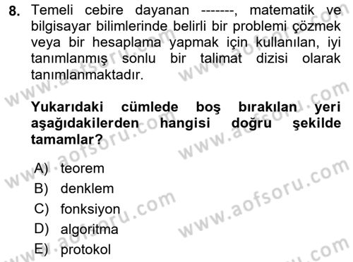 Eğitici İçerik Tasarımı Dersi 2025 - 2026 Yılı Yaz Okulu Sınav Soruları 8. Soru