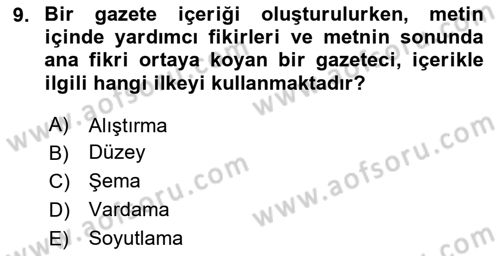 Eğitici İçerik Tasarımı Dersi 2025 - 2026 Yılı Yaz Okulu Sınav Soruları 9. Soru