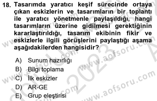 Ambalaj Tasarımı Dersi 2023 - 2024 Yılı (Vize) Ara Sınav Soruları 18. Soru