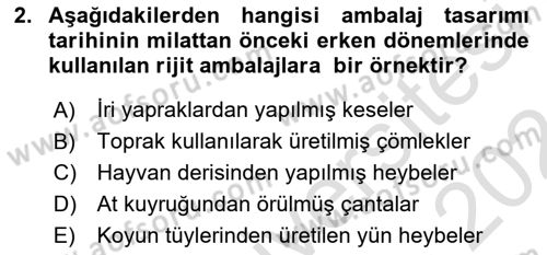Ambalaj Tasarımı Dersi 2023 - 2024 Yılı (Vize) Ara Sınav Soruları 2. Soru