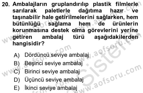 Ambalaj Tasarımı Dersi 2023 - 2024 Yılı (Vize) Ara Sınav Soruları 20. Soru