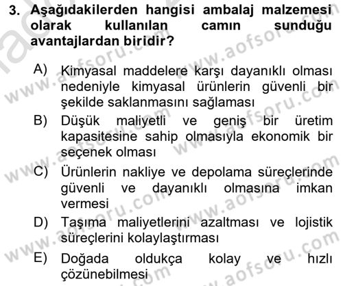 Ambalaj Tasarımı Dersi 2023 - 2024 Yılı (Vize) Ara Sınav Soruları 3. Soru