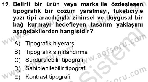 Ambalaj Tasarımı Dersi 2023 - 2024 Yılı (Final) Dönem Sonu Sınav Soruları 12. Soru