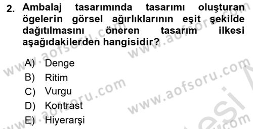 Ambalaj Tasarımı Dersi 2023 - 2024 Yılı (Final) Dönem Sonu Sınav Soruları 2. Soru