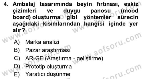 Ambalaj Tasarımı Dersi 2023 - 2024 Yılı (Final) Dönem Sonu Sınav Soruları 4. Soru